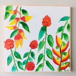 Colorful camvas leaf painting ,hawaiian